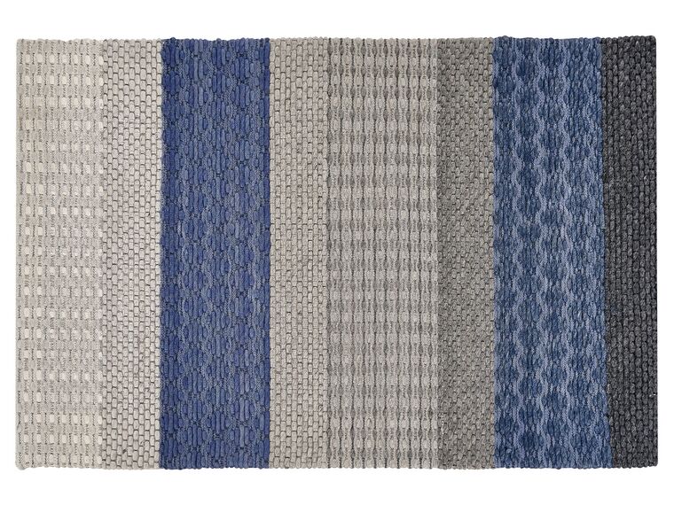 Tapis en laine à rayures bleu-gris 160 x 230 cm AKKAYA_823286