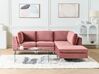 Left Hand 4 Seater Modular Velvet Corner Sofa with Ottoman Pink EVJA_859040