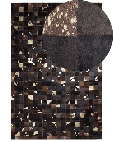Dywan patchwork skórzany 160 x 230 cm brązowy BANDIRMA