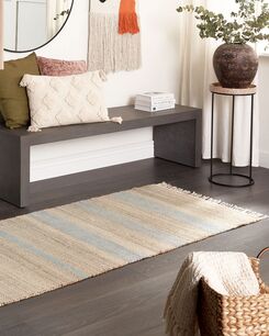 Matto juutti beige/vaaleansininen 80 x 300 cm TALPUR Matto juutti beige/vaaleansininen 80 x 300 cm TALPUR