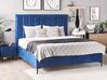 Polsterbett Samtstoff blau mit Bettkasten hochklappbar 140 x 200 cm SEZANNE_800061