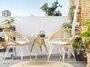 Salon de jardin bistrot en rotin clair / pieds blancs PELLARO_807676