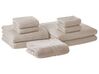 Lot de 9 serviettes de bain en coton beige AREORA_797681