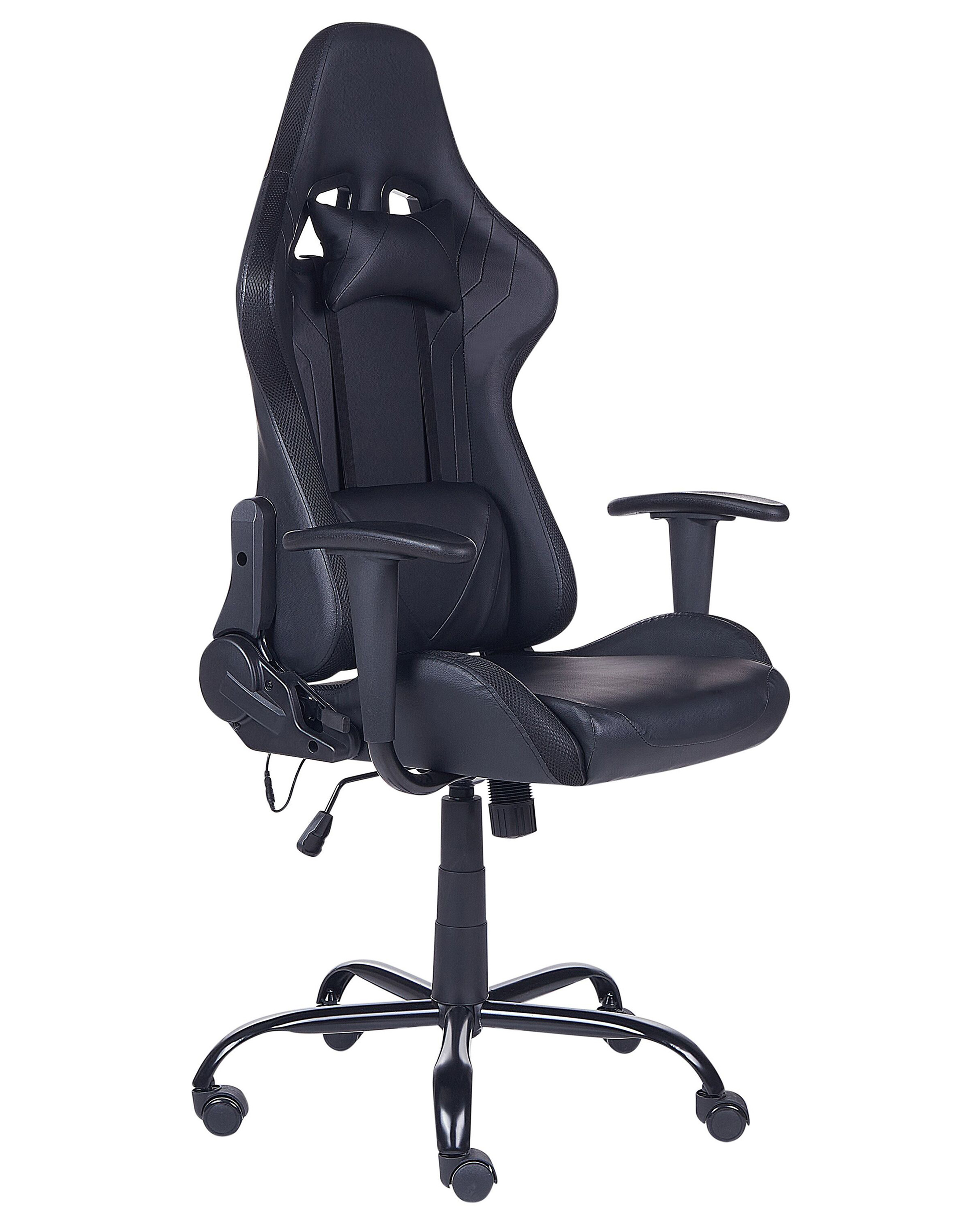 Krzesło biurowe regulowane ekoskóra LED czarne GLEAM_852099
