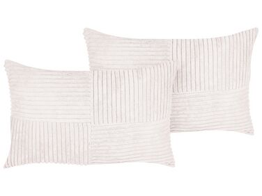 Set of 2 Corduroy Cushions 47 x 27 cm Off-White MILLET