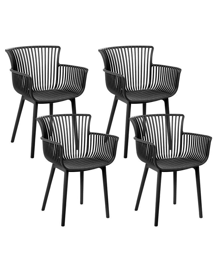 Conjunto de 4 cadeiras em plástico preto PESARO_825427