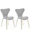 Set of 2 Velvet Dining Chairs Light Grey and Gold BOONVILLE_862168