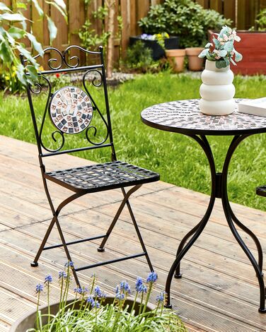 Set of 2 Metal Garden Folding Chairs Black CARPINO