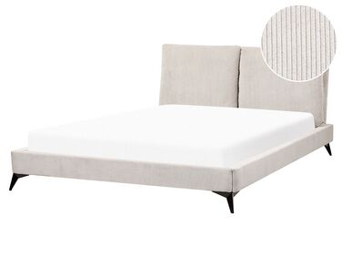 Łóżko sztruksowe 160 x 200 cm jasnobeżowe MELLE