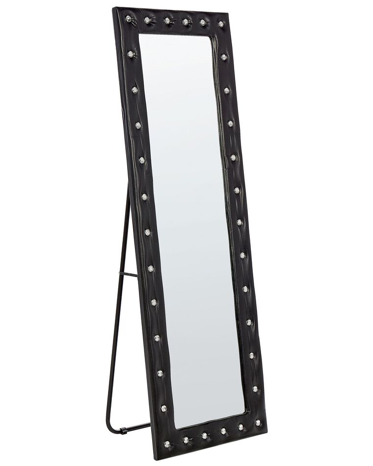 Stojací zrcadlo z umělé kůže 50 x 150 cm černé ANSOUIS_840602