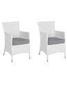 Lot de 2 chaises de jardin blanches avec coussins gris ITALY_763669