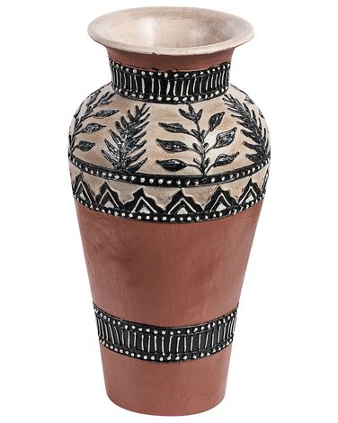 Vaso decorativo em terracota castanha e preta 40 cm SIAK