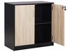 2 Door Storage Cabinet 80 cm Light Wood and Black ZEHNA_885462
