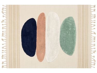 Teppich Baumwolle mehrfarbig 200 x 300 cm geometrisches Muster Kurzflor ZEYNAK