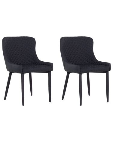 Set of 2 Fabric Dining Chairs Black SOLANO