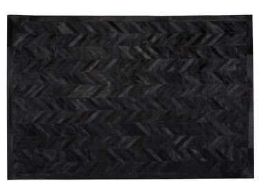 Vloerkleed leer zwart 140 x 200 cm BELEVI