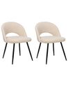 Set of 2 Boucle Dining Chairs Beige ONAGA_887243