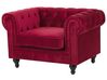 Set divano e poltrona a 4 posti in velluto rosso scuro CHESTERFIELD_778806