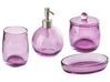Lila üveg fürdőszobai kiegészítő négydarabos szettben ROANA_825244