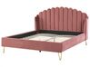 Łóżko welurowe 180 x 200 cm różowe AMBILLOU_857088