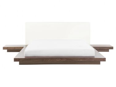 EU King Size Bed with Bedside Tables Brown ZEN