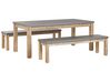 Set de jardin table et 2 bancs gris en fibre-ciment et bois OSTUNI_804842