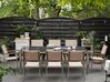 Conjunto de mesa com tampo triplo granito polido cinzento 220 x 100 cm e 8 cadeiras creme GROSSETO_378033
