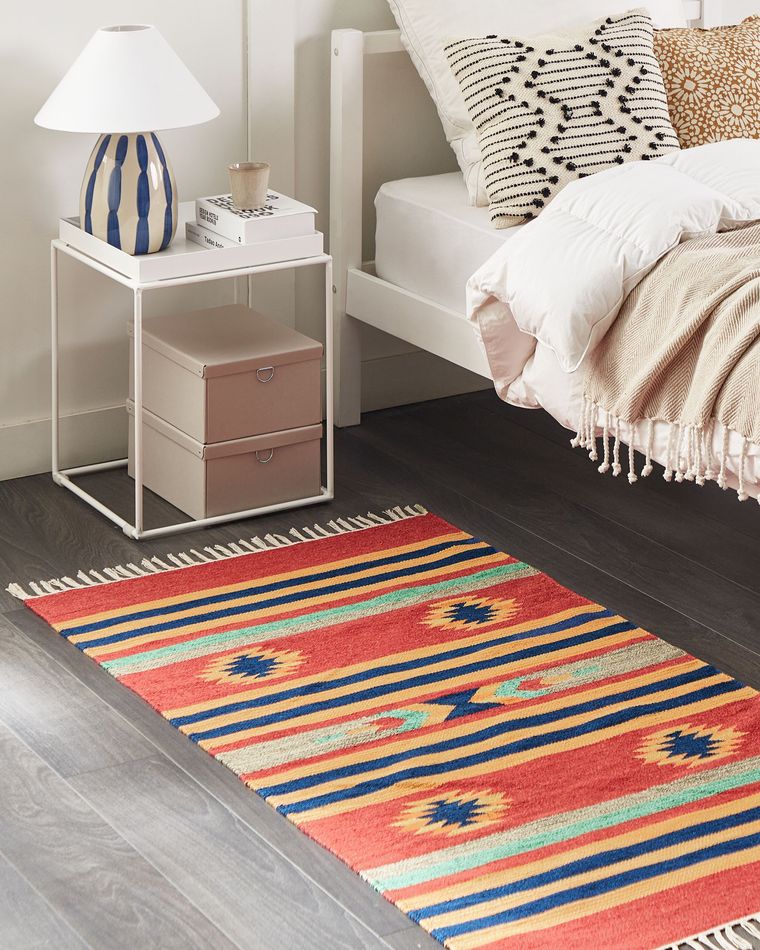 Cotton Kilim Area Rug 80 x 150 cm Multicolour HATIS Beliani.co.uk