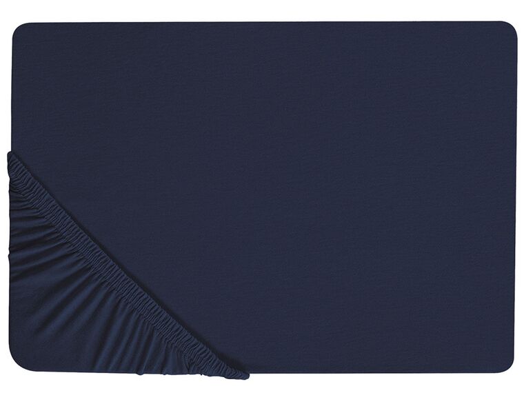 Cotton Fitted Sheet 160 x 200 cm Navy Blue HOFUF_816022
