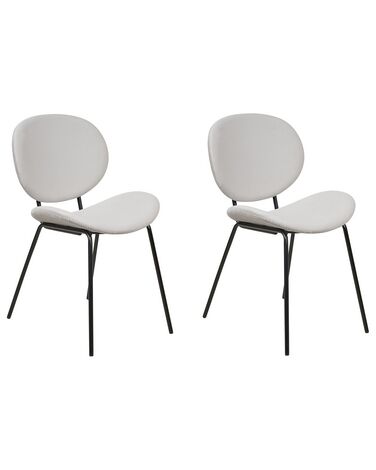 Conjunto de 2 cadeiras de jantar em veludo cinzento claro LUANA
