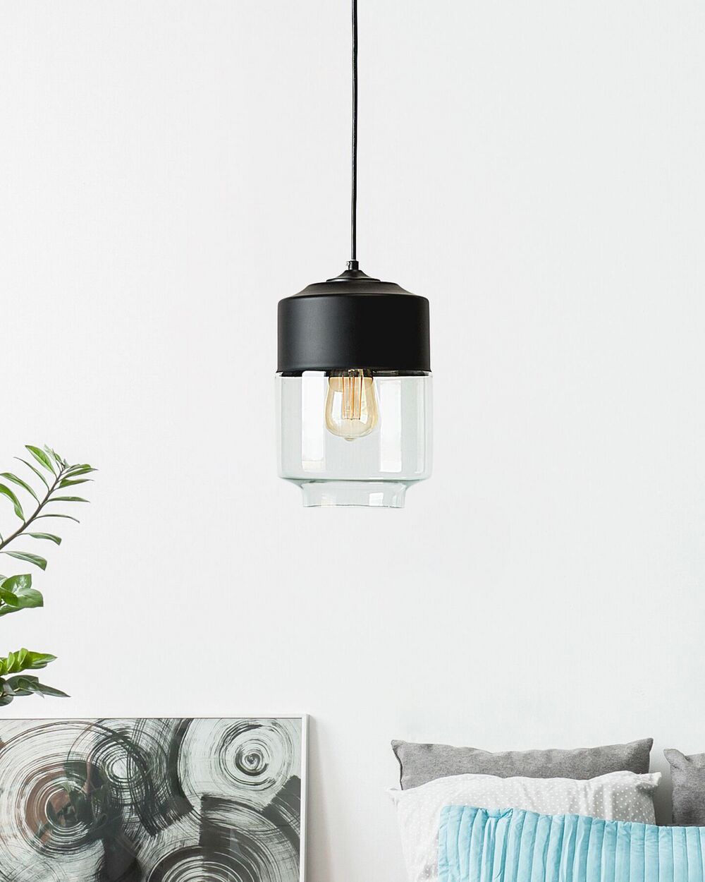 Glass Pendant Lamp Black JURUA Beliani.ch