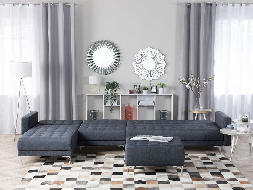 Modulsofa Polsterbezug Schlaffunktion dunkelgrau rechtsseitig ABERDEEN