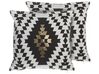 Set of 2 Cotton Cushions Diamond Pattern 45 x 45 cm Black and White COLEUS_762317