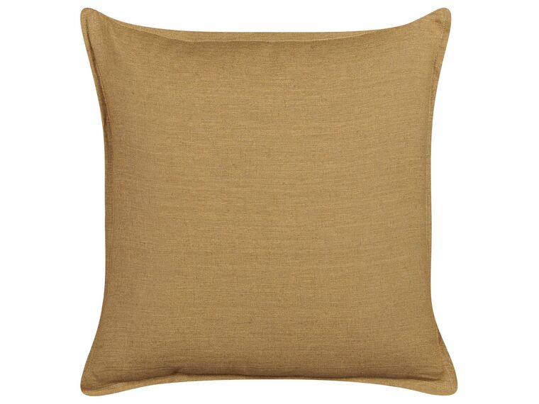 Set of Linen 2 Cushions 45 x 45 cm Mustard Yellow SUBULATA Beliani.co.uk