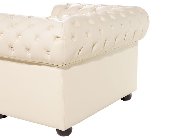 Leather Living Room Set Cream CHESTERFIELD Beliani.co.uk