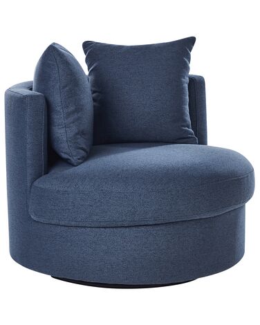 Swivel Fabric Armchair Blue DALBY