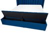 Łóżko welurowe z ławką 160 x 200 cm niebieskie NOYERS_834701