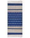 Teppich Baumwolle marineblau / beige 80 x 150 cm Streifenmuster Kurzflor KONDHALI_842819