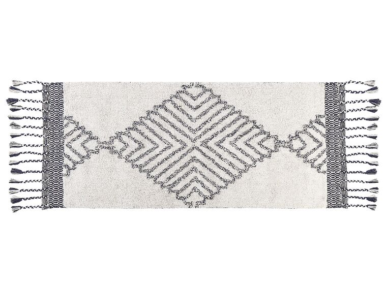 Teppich Baumwolle weiß / schwarz 80 x 150 cm geometrisches Muster Kurzflor ERAY_843961