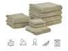 Conjunto de 9 toalhas em algodão verde azeitona MITIARO_879340