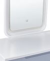 Coiffeuse blanc et gris avec 2 tiroirs un miroir à LED et un tabouret DIEPPE_850241