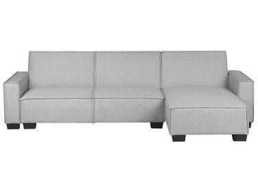 Left Hand Fabric Corner Sofa Bed Light Grey ROMEDAL
