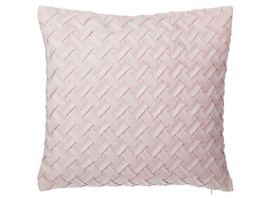 Faux Suede Cushion Lattice Weave 45 x 45 cm Pink TITHONIA