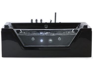 Whirlpool Bath with LED 1740 mm Black SAMANA