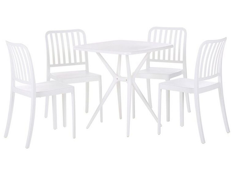Kafésett med bord og 4 stoler i hvit SERSALE_820119