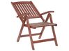 Set de terrasse table et 2 chaises en bois foncé coussins blanc cassé TOSCANA_804069
