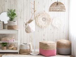 Vaaleanpunainen juuttirahi 44 x 44 cm KIRAMA Vaaleanpunainen juuttirahi 44 x 44 cm KIRAMA