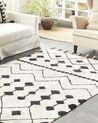 Teppich Baumwolle weiß / schwarz 160 x 230 cm geometrisches Muster Kurzflor KHEMISSET_830853