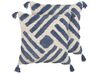 Conjunto de 2 almofadas decorativas tufadas em algodão creme e azul 45 x 45 cm JACARANDA_838685