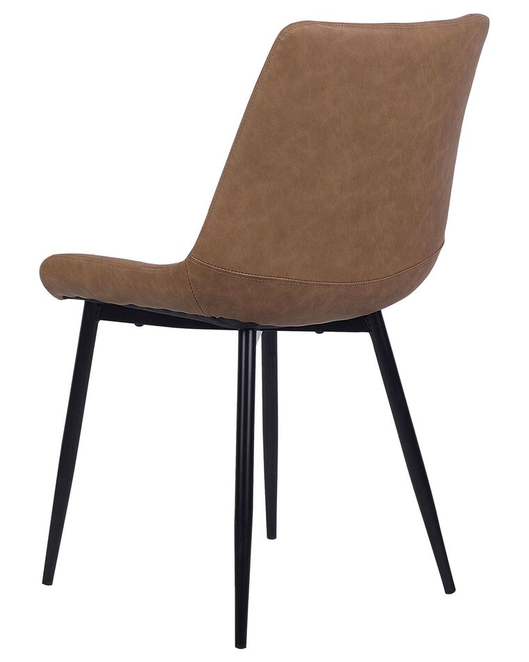 Set of 2 Faux Leather Dining Chairs Golden Brown MELROSE Beliani.co.uk